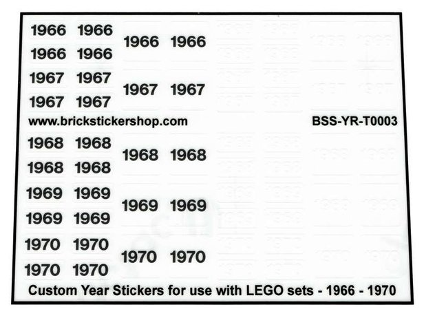 Custom Year Stickers for use with LEGO sets - 1966 - 1970