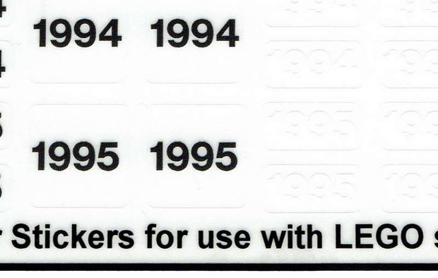Custom Year Stickers for use with LEGO sets - 1991 - 1995
