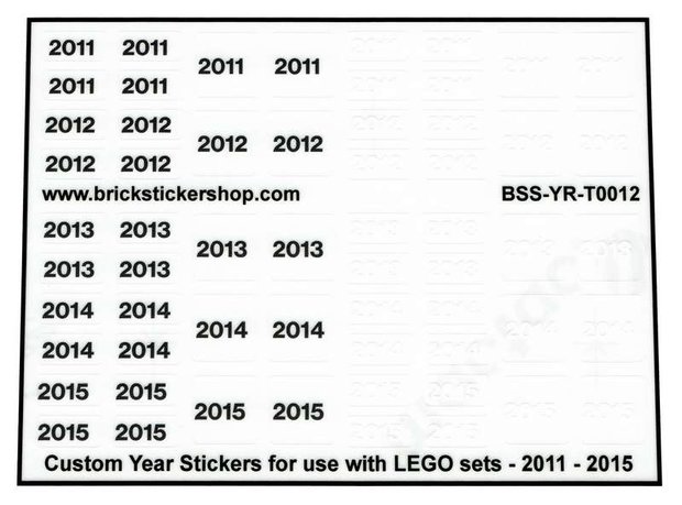 Custom Year Stickers for use with LEGO sets - 2011 - 2015