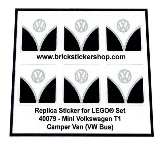 Replacement sticker Lego  40079 - Mini Volkswagen T1 Camper Bus (VW Bus - Black Version)