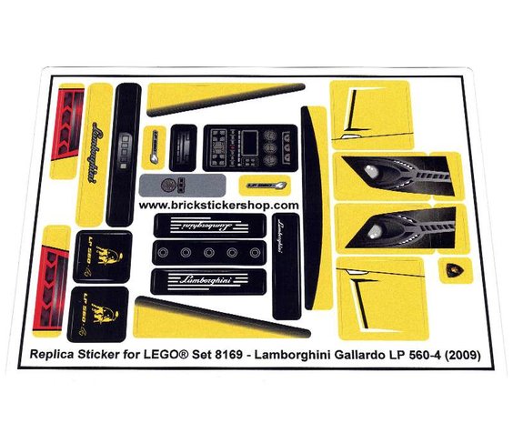 Custom Aufkleber/Sticker passend für LEGO 8169 Lamborghini Gallardo LP 560-4 Custom Aufkleber/Sticker passend für LEGO 8169 Lamborghini Gallardo LP 560-4