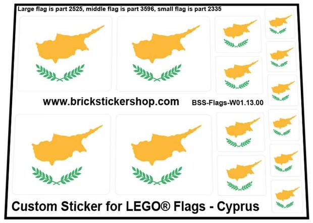 Custom Stickers for LEGO Flags - Flag of Cyprus