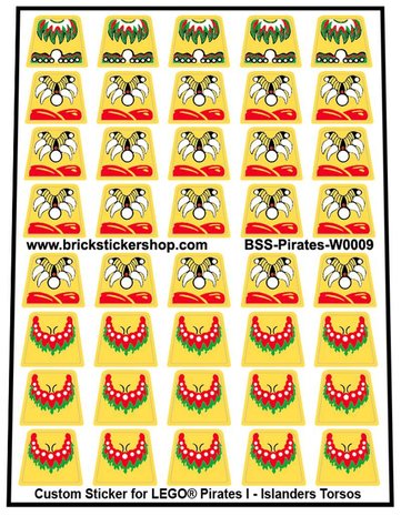sticker- Lego Custom Stickers voor Pirates I - Ilanders Torsos