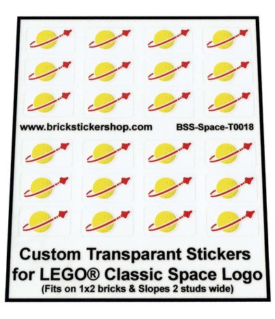 Custom Stickers fits LEGO Classic Space Logos for 1x2 Brick & Slopes 2 studs wide
