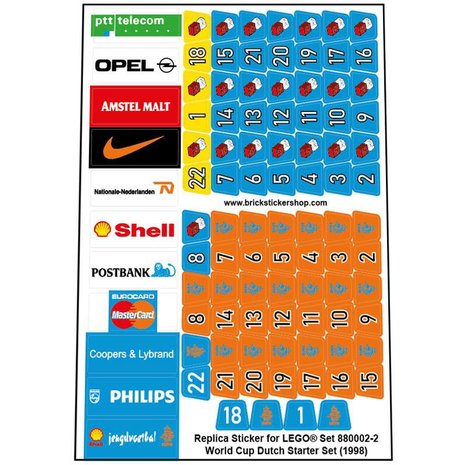 Replacement Sticker for Set 880002 - World Cup Dutch Starter Set
