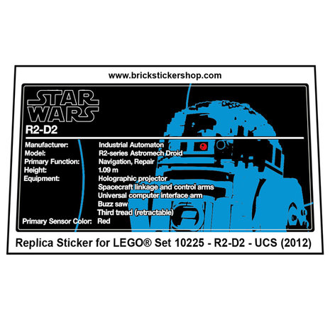 Lego® Star Wars Custom UCS Sticker for 10225 R2-D2 