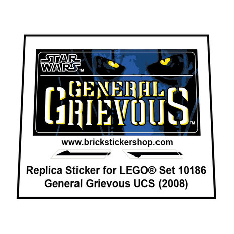 Custom Aufkleber/Sticker passend für LEGO Star Wars 10186 General Grievous 2008 