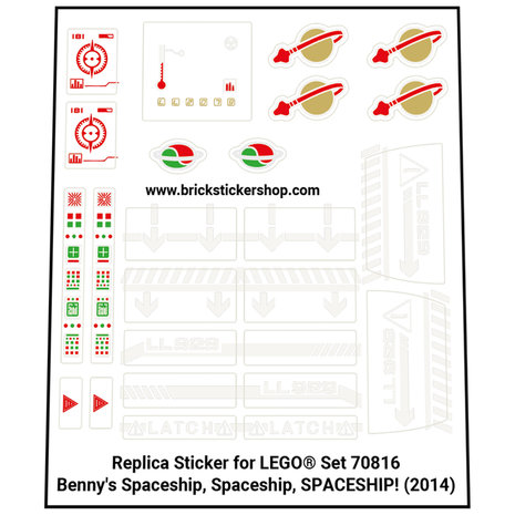 Precut Custom Replacement Stickers for Lego Set 70816 - Benny's Spaceship, Spaceship, SPACESHIP! (2014)
