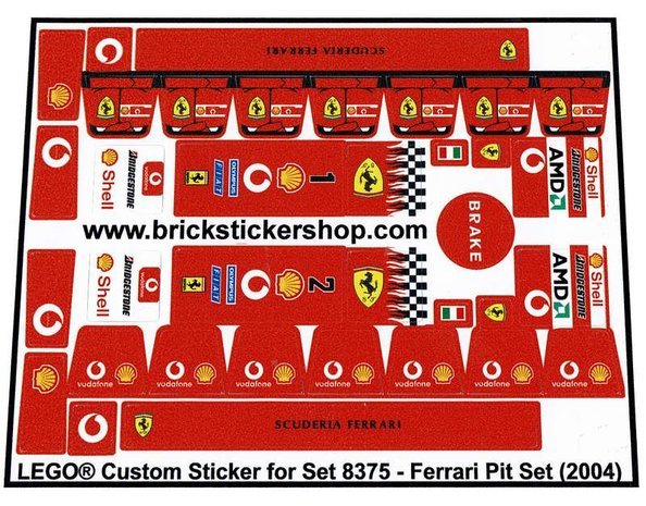 Lego 2 x Flag 2335pb014 Red 2x2 Sticker Ferrari 8375 8123 8672 8389 