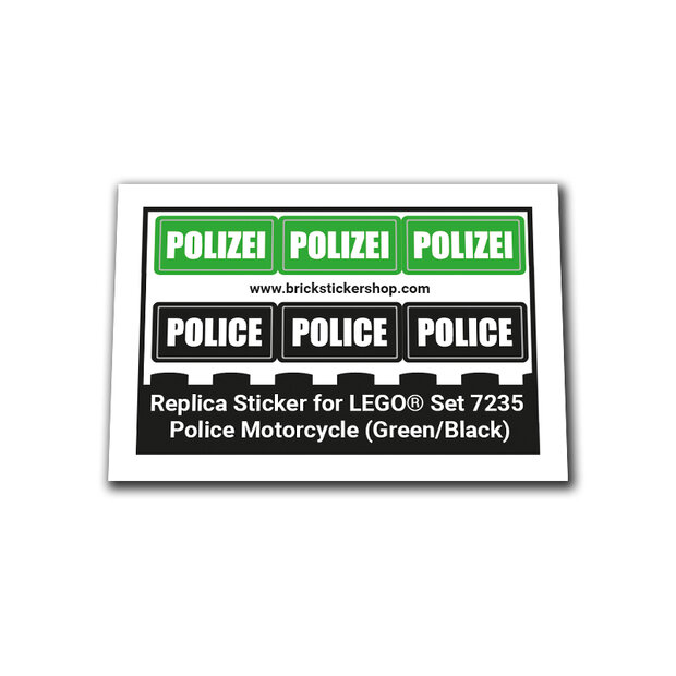 Replica Sticker voor Set 7235 - Police Motorcycle (Green and Black)