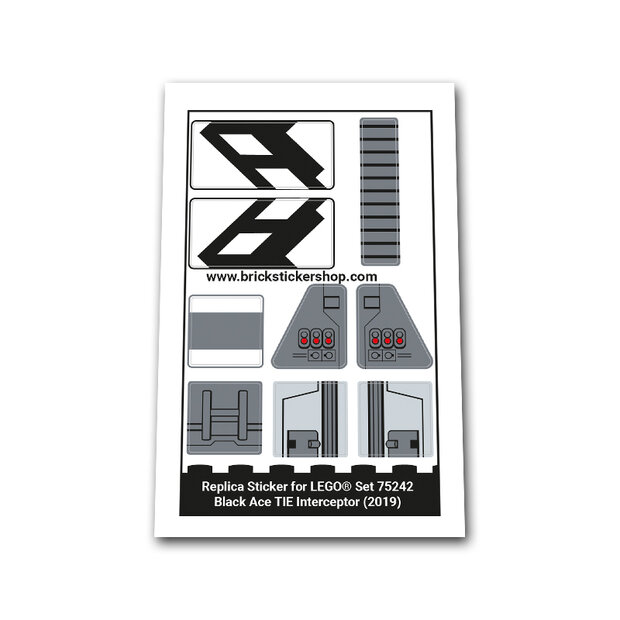 Replica Sticker voor Set 75242 - Black Ace TIE Interceptor