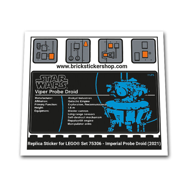 Replica Sticker voor Set 75306 - Imperial Probe Driod