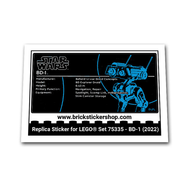 Replica Sticker voor Set 75335 - BD-1