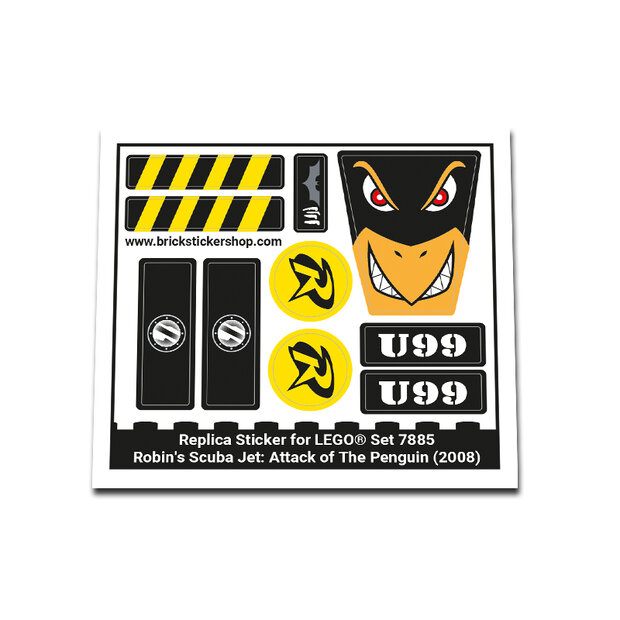 Replica Sticker voor Set 7885 - Robin&#039;s Scuba Jet Attack of The Penguin