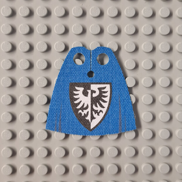 Custom Textile for Standard Cape with Black Falcon on Blue Pattern