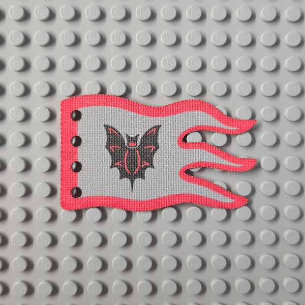 Replica Stof - Vlag 8 x 5 Wave met Red Border en Fright Knights Bat Embleem Patroon
