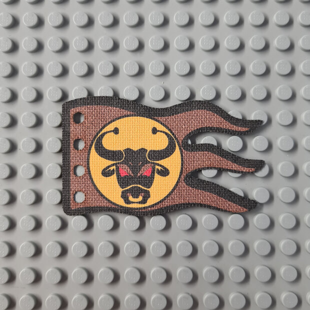 Replica Stof - Vlag 8 x 5 Wave met Black Border en Black Bull&#039;s Head Patroon