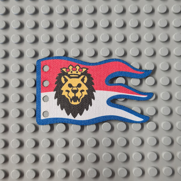 Replica Stof - Vlag 8 x 5 Wave met Royal Knights Lion Head op Red en White