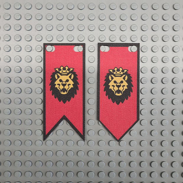 Custom Cloth - Banner with Royal Knight Lion on Red and Black Background