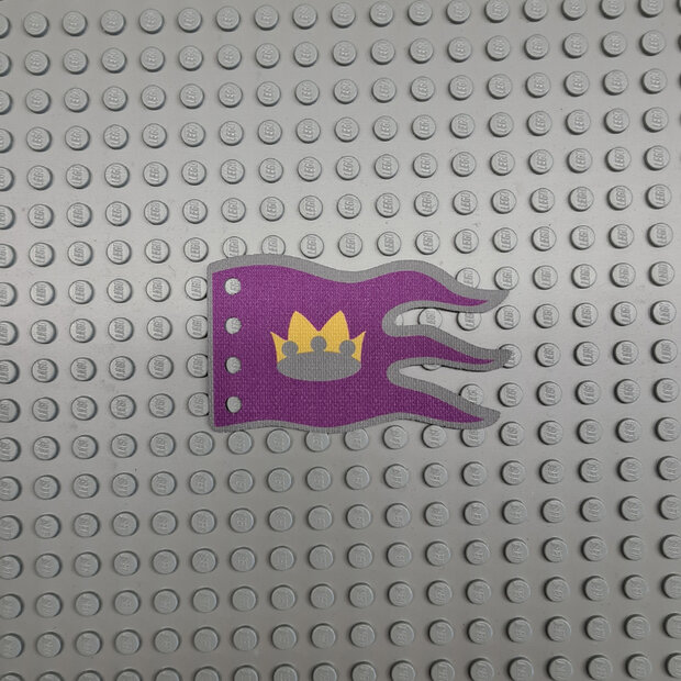 Custom Stof - Vlag 8 x 5 Wave met Yellow Castle Crown op Purple