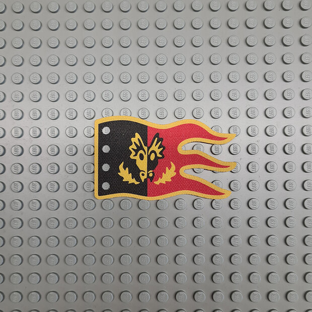 Custom Stof - Vlag 8 x 5 Wave met Dragon Knight Embleem op Black en Red