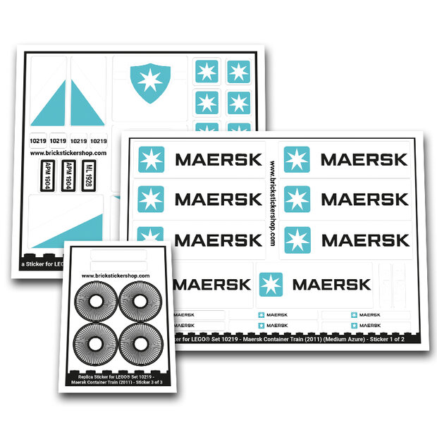 Replica Sticker voor Set 10219 - Maersk Container Train (Medium Azure Version)