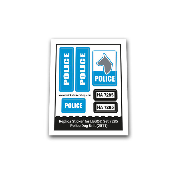 Replica Sticker voor Set 7285 - Police Dog Unit