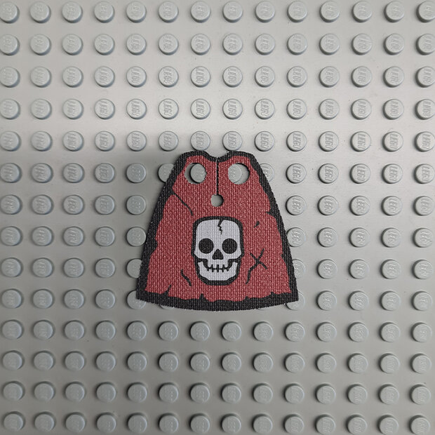 Custom Textile for Standard Cape with Skeleton Head on Dark Red Pattern
