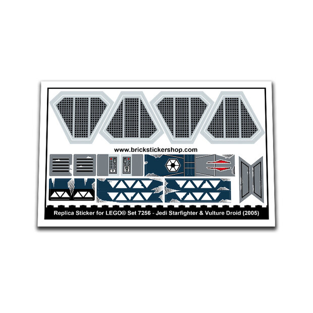 Replica Sticker voor Set 7256 - Jedi Starfighter &amp; Vulture Droid