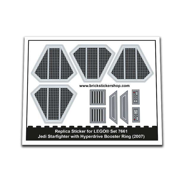 Replica Sticker voor Set 7661 - Jedi Starfighter with Hyperdrive Booster Ring