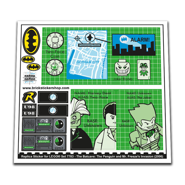 Replica Sticker voor Set 7783 - The Batcave: The Penguin and Mr. Freeze&#039;s Invasion