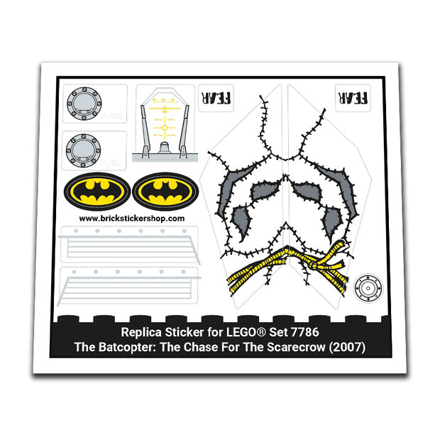 Replica Sticker voor Set 7786 - The Batcopter: The Chase for the Scarecrow