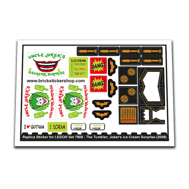 Replica Sticker voor Set 7888 - The Tumbler - Joker&#039;s Ice Cream Surprise