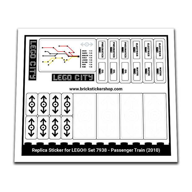 Replica Sticker voor Set 7938 - Passenger Train