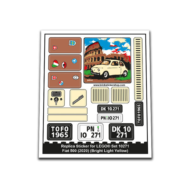 Replacement Sticker for Set 10271 - Fiat 500 (Bright Light Yellow)