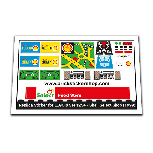 Replica Sticker voor Set 1254 - Shell Select Shop