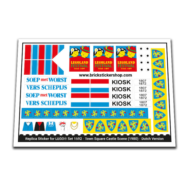 Replacement Sticker for Set 1592 - Town Square Castle Scene (Dutch Version)