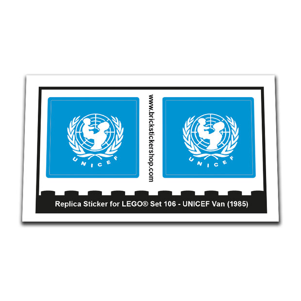 Replica Sticker voor Set 106 - UNICEF Van