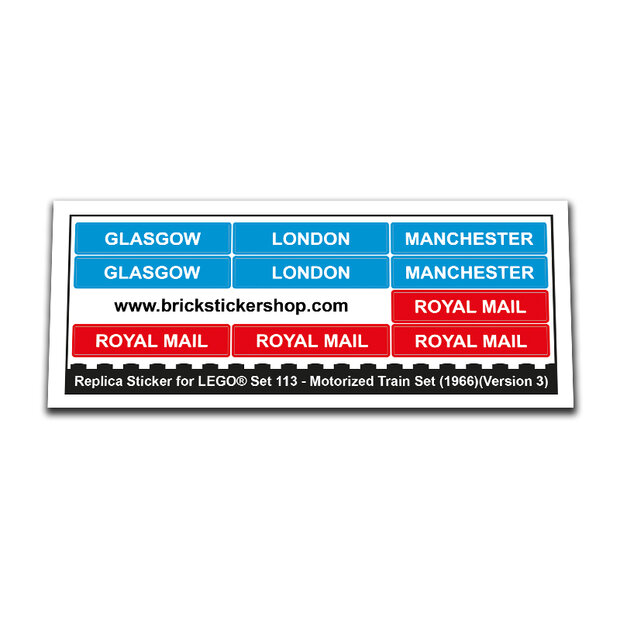 Replacement Sticker for Set 113 - Motorized Train Set (Version 3)