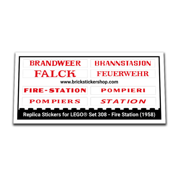 Replacement Sticker for Set 308 - Fire Station
