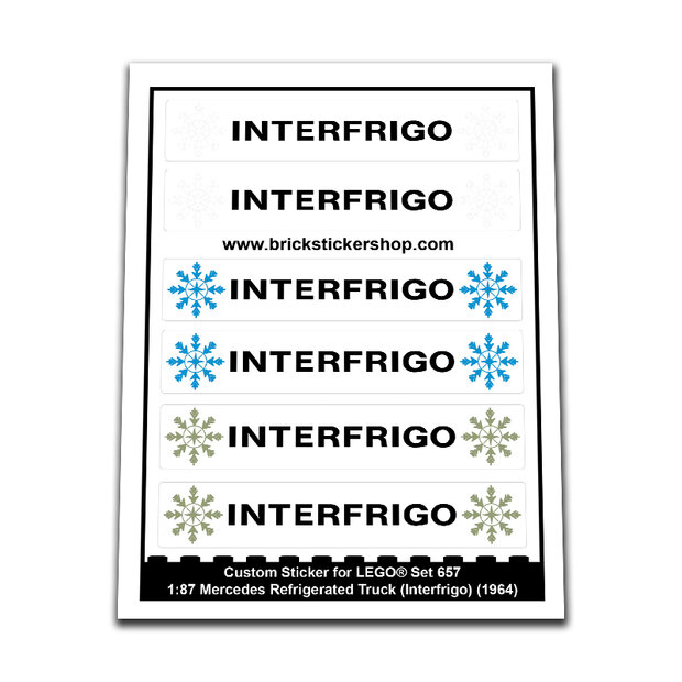 Replacement Sticker for Set 657 - 1:87 Mercedes Refrigerated Truck (Interfrigo)