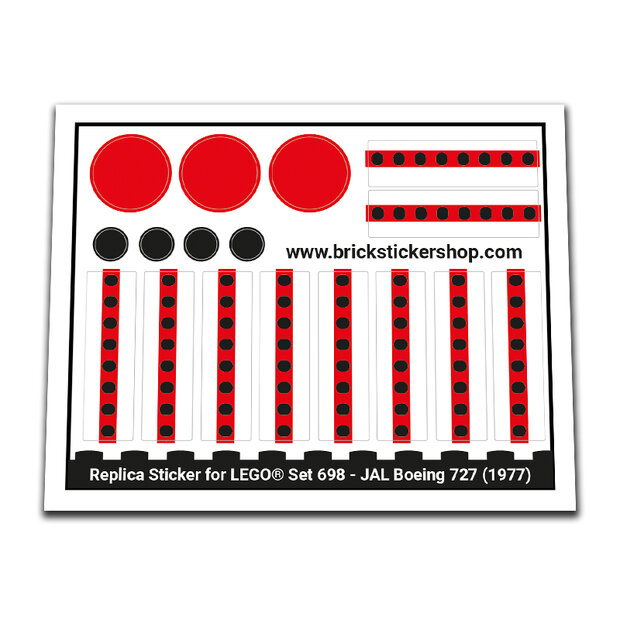 Replica Sticker voor Set 698 - JAL Boeing 727