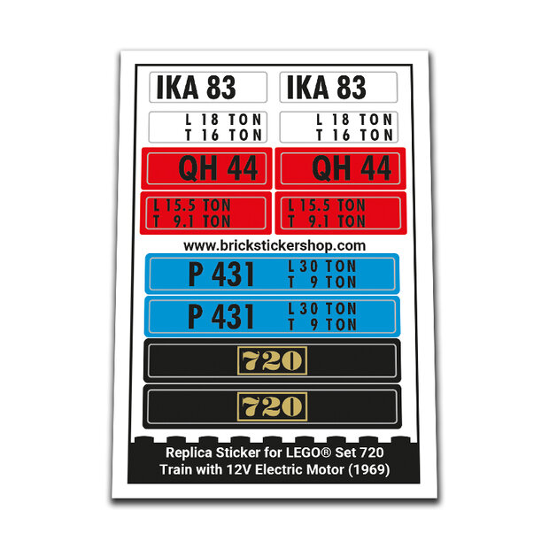 Replica Sticker voor Set 720 - Train with 12V Electric Motor