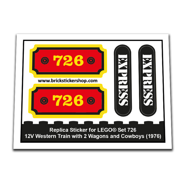Replacement Sticker for Set 726 - 12V Western Train with 2 Wagons and Cowboys