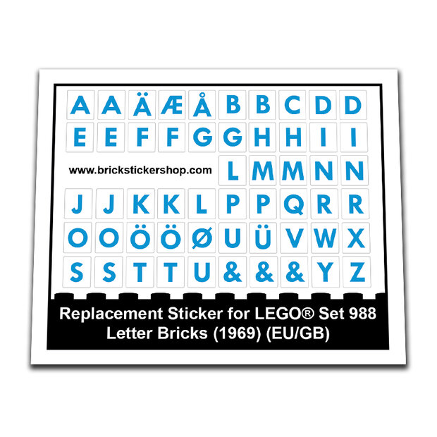 Replacement Sticker for Set 988 - Letter Bricks (EU/GB)