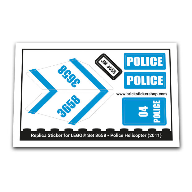 Replica Sticker voor Set 3658 - Police Helicopter