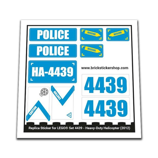 Replica Sticker voor Set 4439 - Heavy-Duty Helicopter