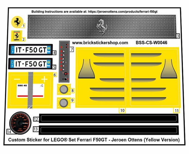 Custom Sticker - Ferrari F50GT door Jeroen Ottens (Geel Version)