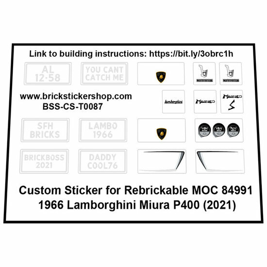 Custom Sticker - Lamborghini Miura S door SFH_Bricks