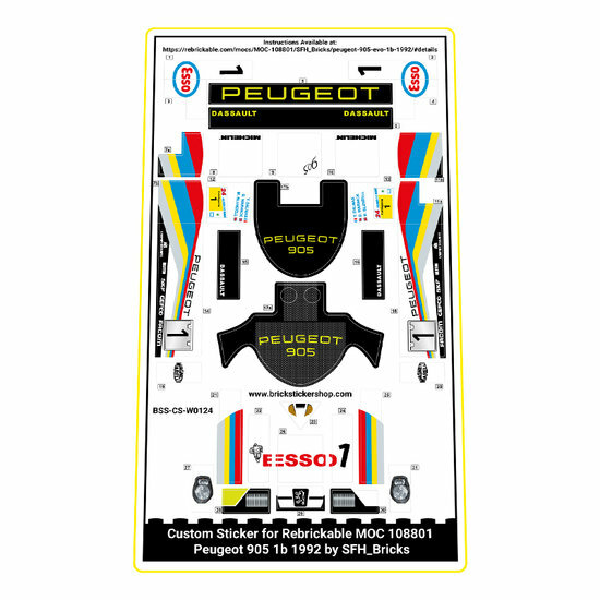 Custom Sticker - Peugeot 905 1b 1992 door SFH_Bricks